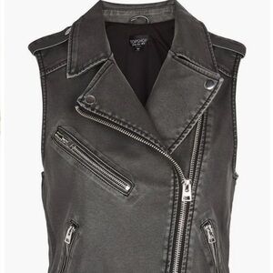 Topshop Black Leather Vest